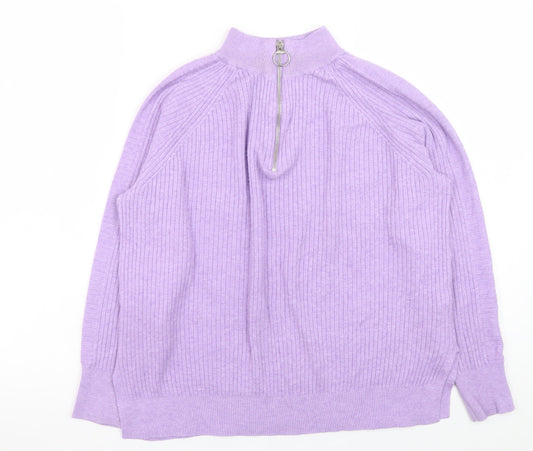 Womens UK Size M Marks and Spencer Purple Half Zip Jumper