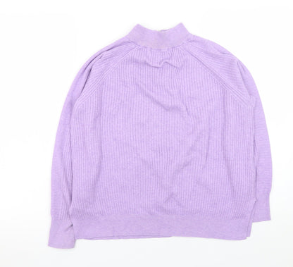 Womens UK Size M Marks and Spencer Purple Half Zip Jumper