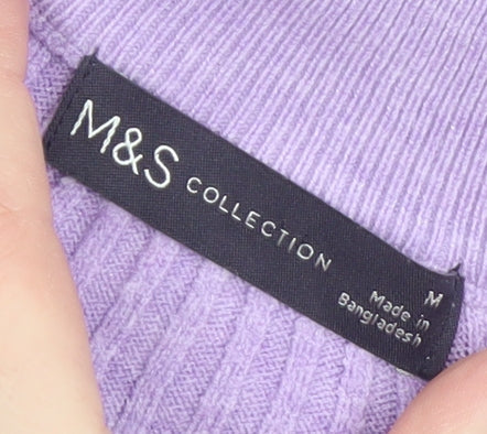 Womens UK Size M Marks and Spencer Purple Half Zip Jumper