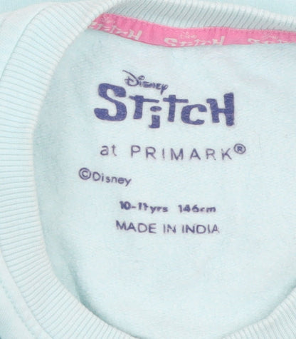 Disney Stitch Girls Blue Christmas Pullover Sweatshirt 10-11 Years Primark