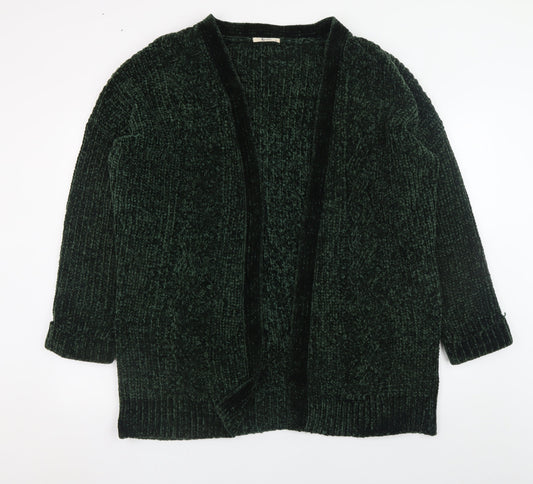 Tu Women Green Chunky-Knit Open Cardigan Size 18