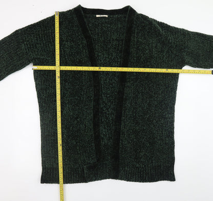 Tu Women Green Chunky-Knit Open Cardigan Size 18