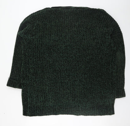 Tu Women Green Chunky-Knit Open Cardigan Size 18