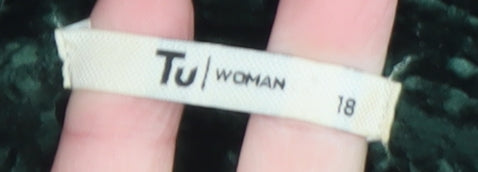 Tu Women Green Chunky-Knit Open Cardigan Size 18