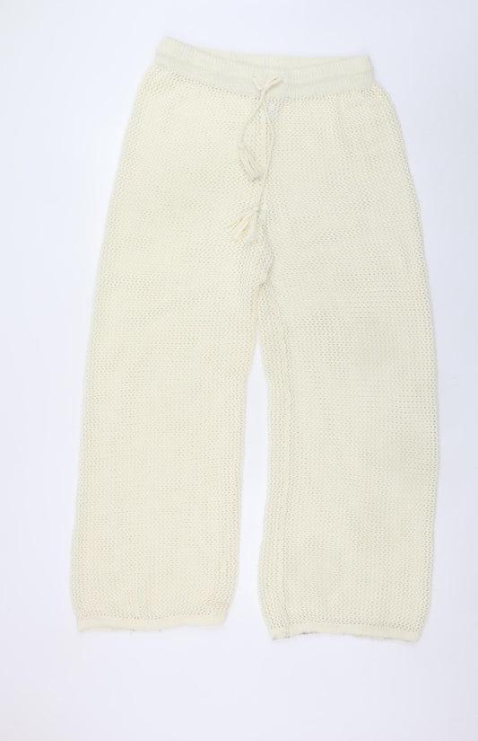 Womens UK Size L Primark Relaxed Fit Casual Travel Ivory Trousers