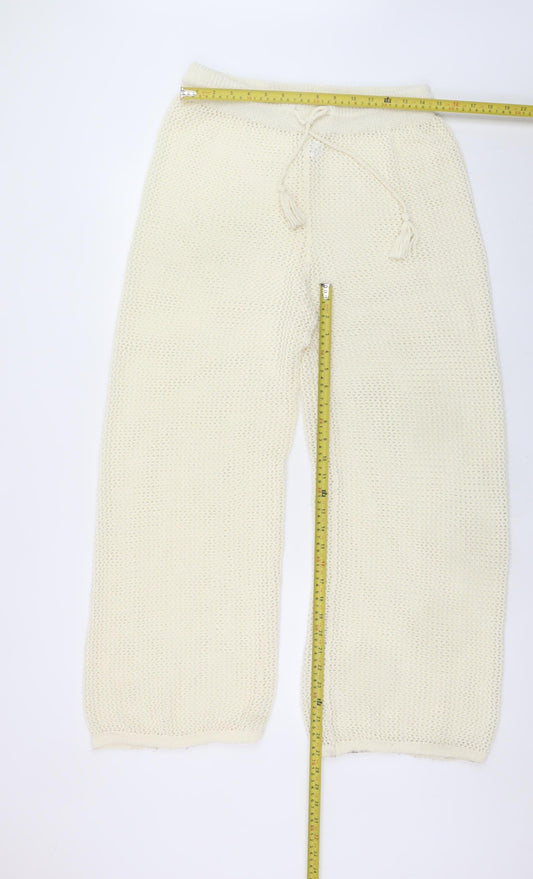 Womens UK Size L Primark Relaxed Fit Casual Travel Ivory Trousers