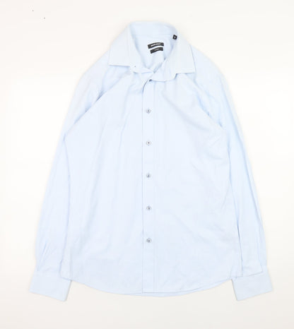 Mens UK Collar Size M Remus Uomo Smart Blue  Dress Shirt