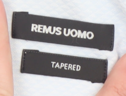 Mens UK Collar Size M Remus Uomo Smart Blue  Dress Shirt