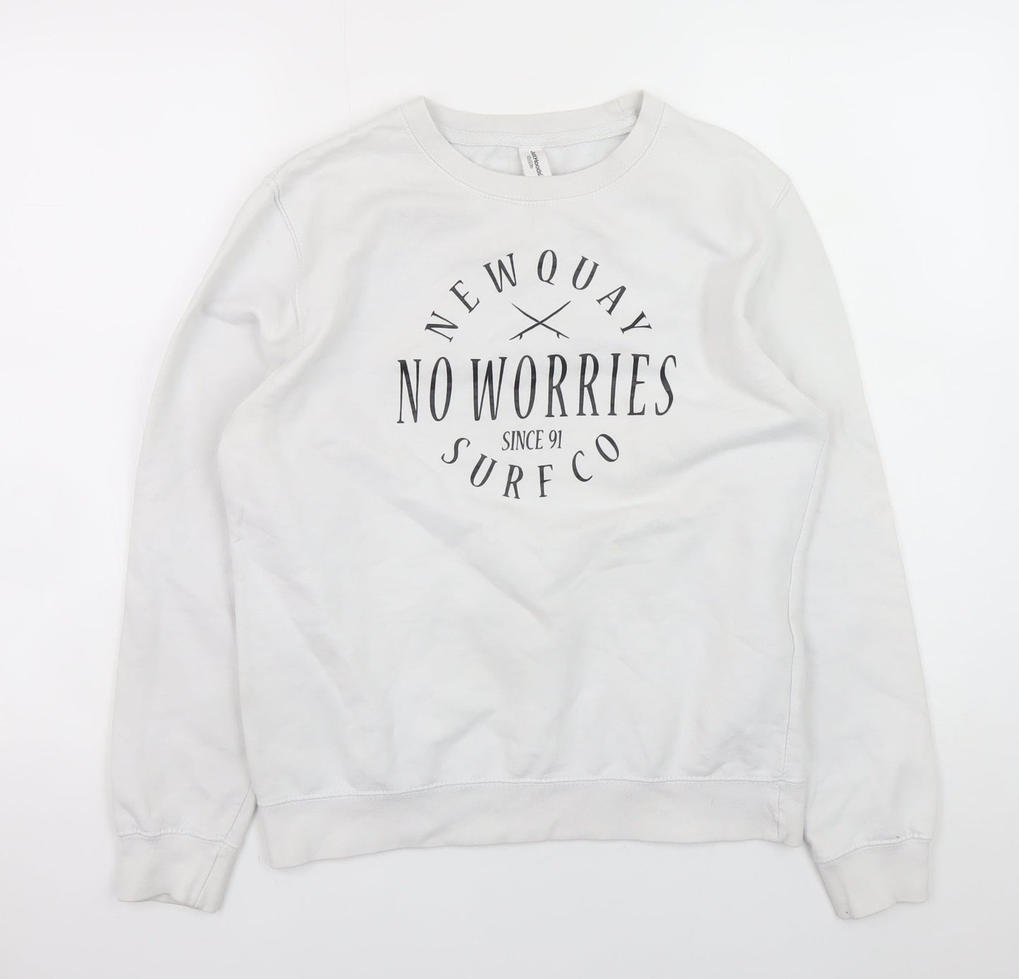 Womens UK Size XS JustHoods White Pullover Sweatshirt