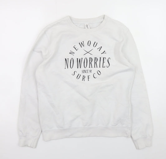 Womens UK Size XS JustHoods White Pullover Sweatshirt