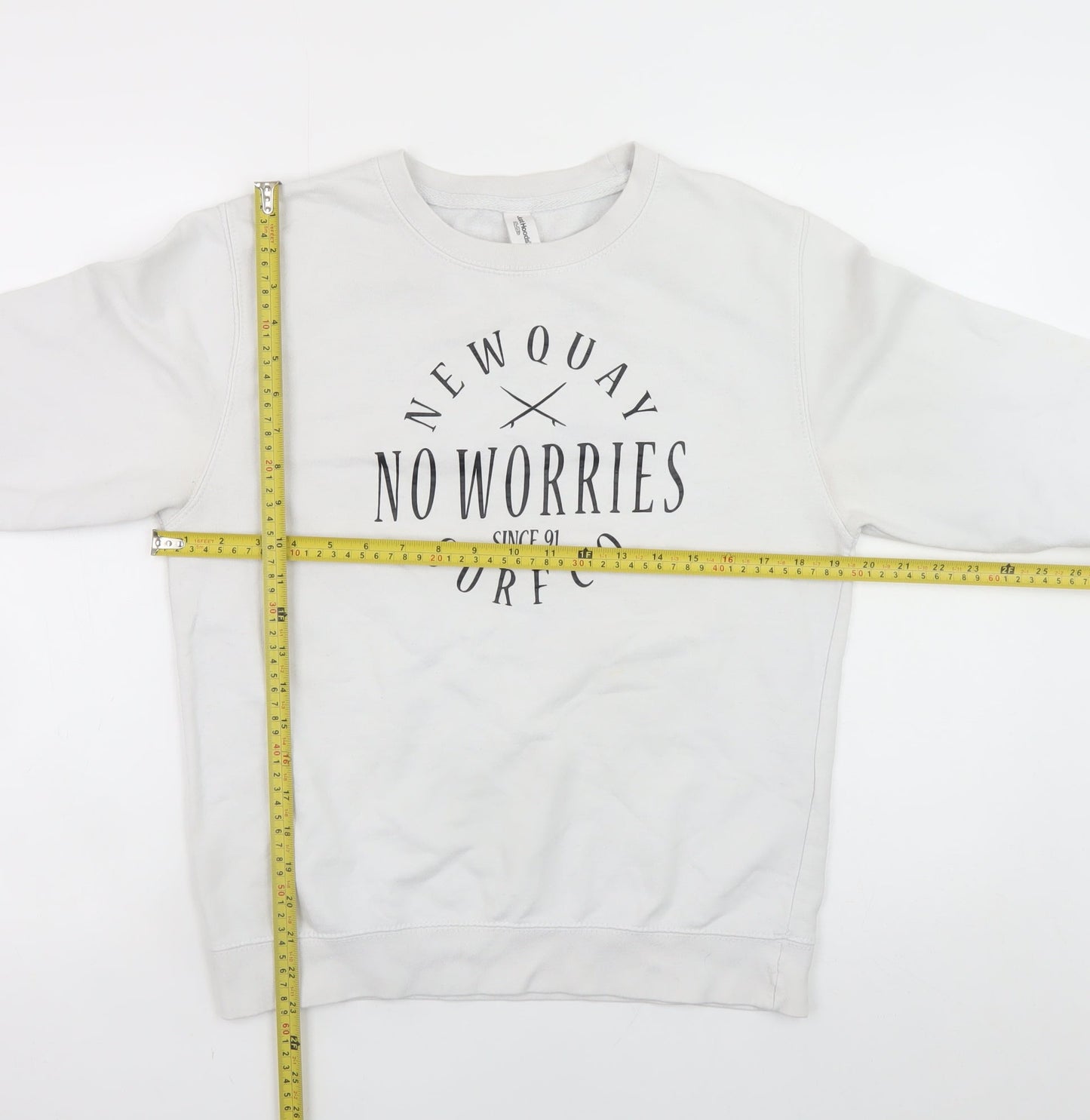 Womens UK Size XS JustHoods White Pullover Sweatshirt
