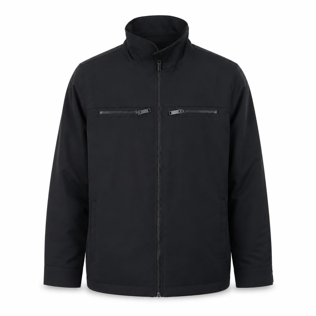 Front view of River Island boys’ black windbreaker jacket 9-10 years lined full zip casual