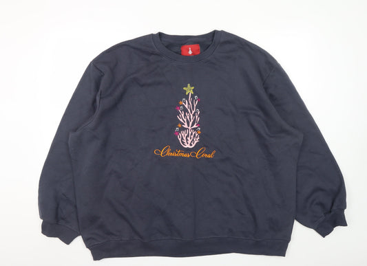 Womens UK Size 24 Threadbare Blue Pullover Sweatshirt