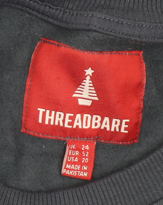 Womens UK Size 24 Threadbare Blue Pullover Sweatshirt
