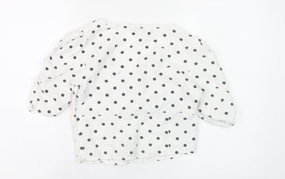 Brave Soul Womens White Polka Dot V-Neck Cropped Blouse Size S