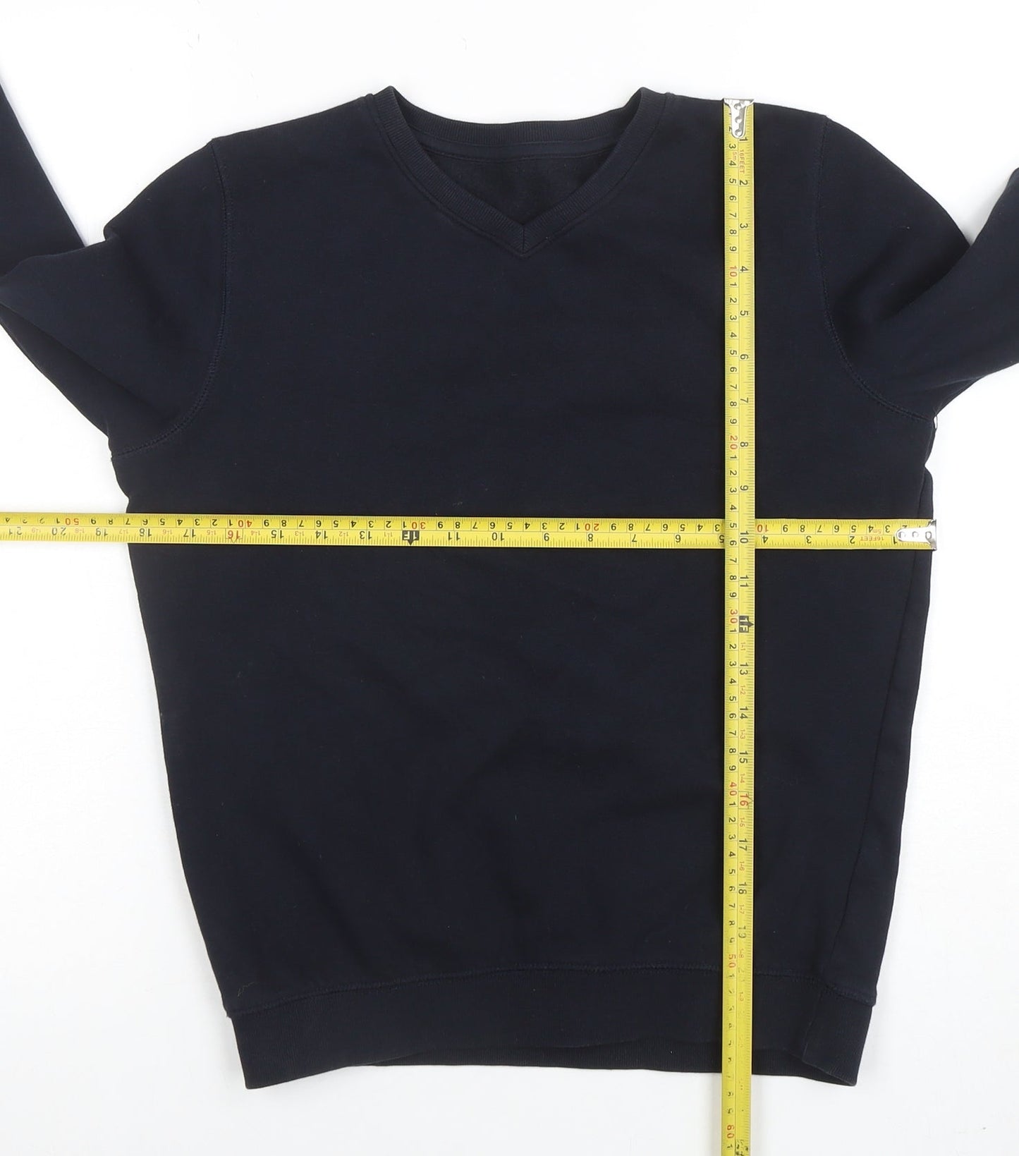 Dunnes Stores Boys Navy V-Neck Sweatshirt 11-12 Years Cotton Blend
