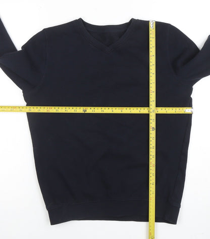 Dunnes Stores Boys Navy V-Neck Sweatshirt 11-12 Years Cotton Blend