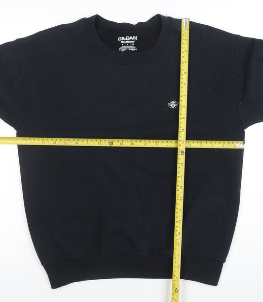 Womens UK Size S Gildan Black Pullover Sweatshirt