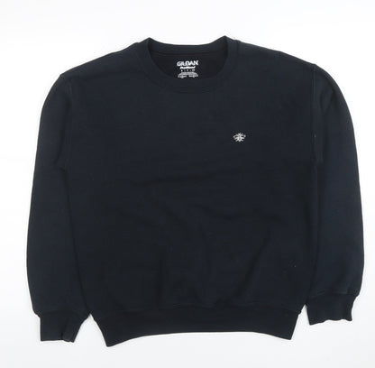Womens UK Size S Gildan Black Pullover Sweatshirt