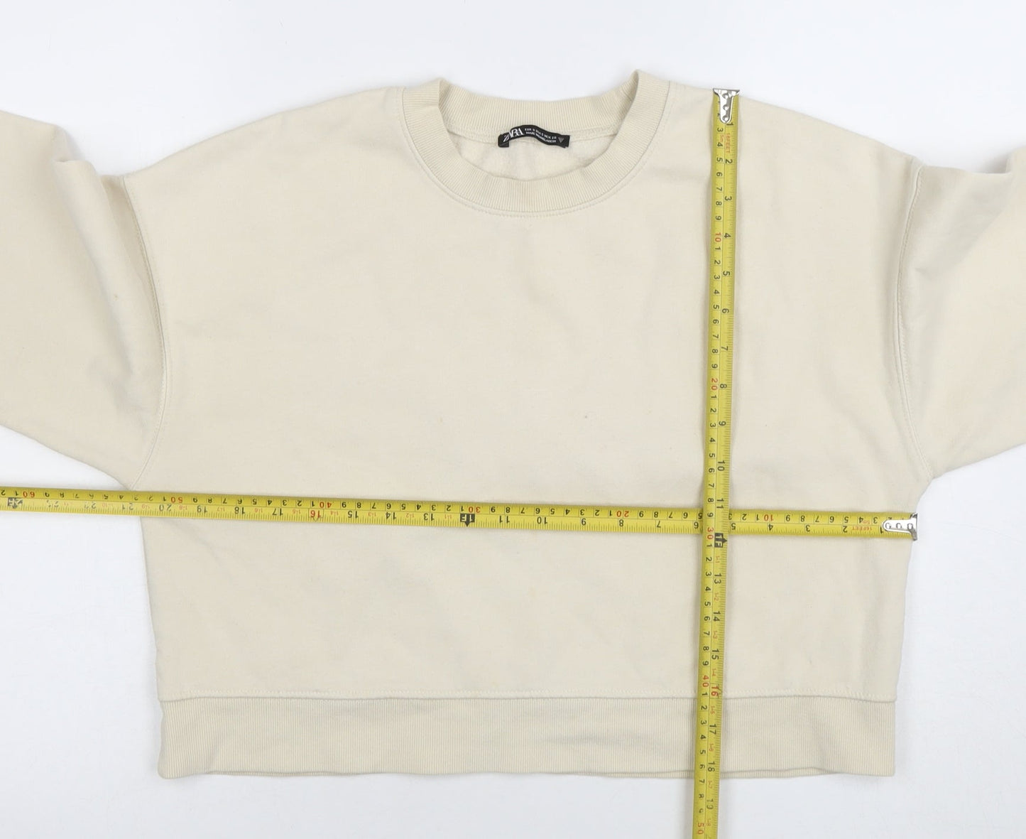 Womens UK Size S Zara Beige Pullover Sweatshirt