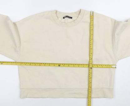 Womens UK Size S Zara Beige Pullover Sweatshirt