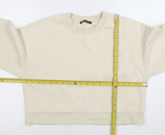 Womens UK Size S Zara Beige Pullover Sweatshirt