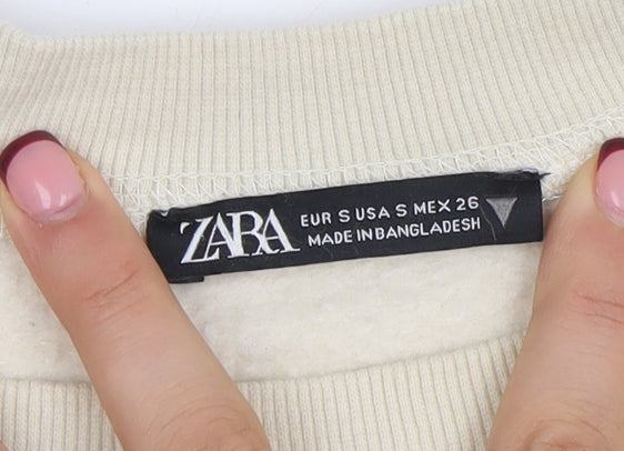 Womens UK Size S Zara Beige Pullover Sweatshirt