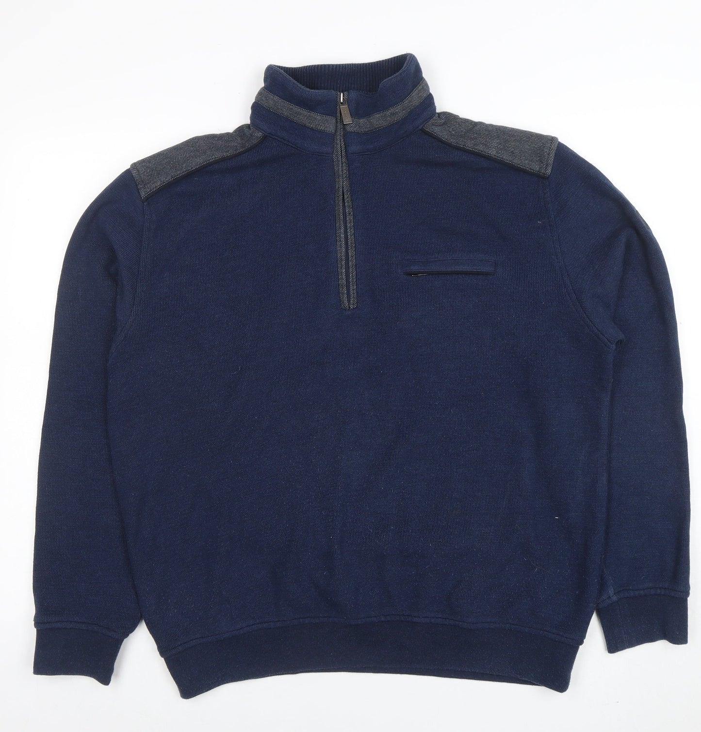 Mens UK Size L Bugatti Blue Henley Sweatshirt