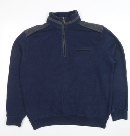 Mens UK Size L Bugatti Blue Henley Sweatshirt
