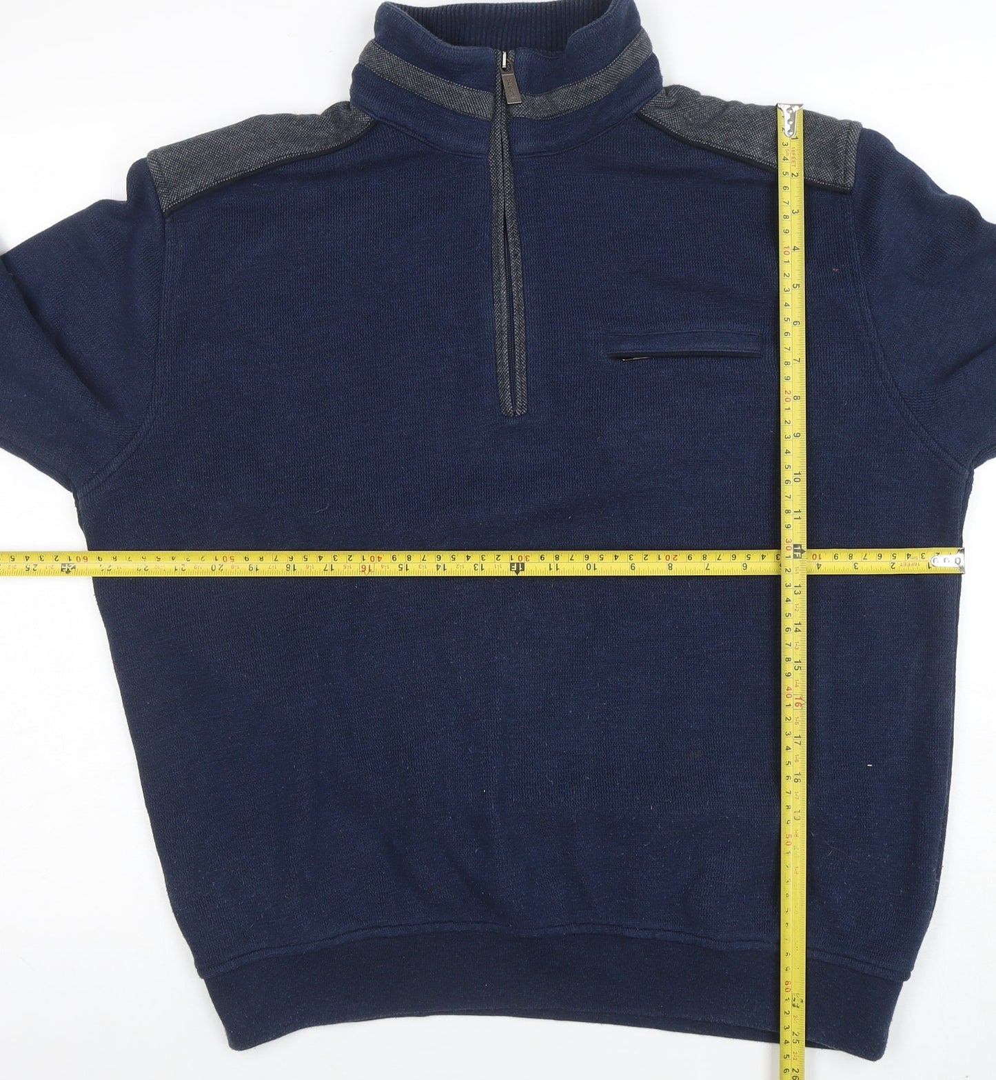 Mens UK Size L Bugatti Blue Henley Sweatshirt