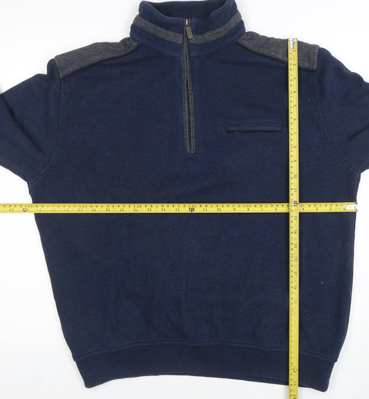 Mens UK Size L Bugatti Blue Henley Sweatshirt
