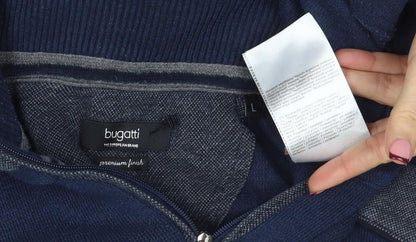 Mens UK Size L Bugatti Blue Henley Sweatshirt