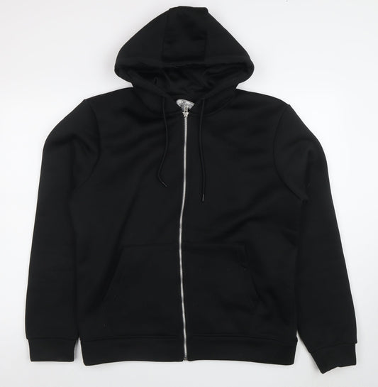 Mens UK Size L DON'T THINK TWICE Black Full Zip Hoodie
