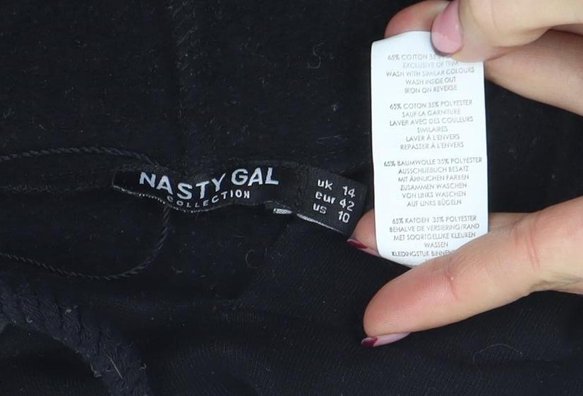 Womens UK Size 14 Nasty Gal Black Pullover Hoodie
