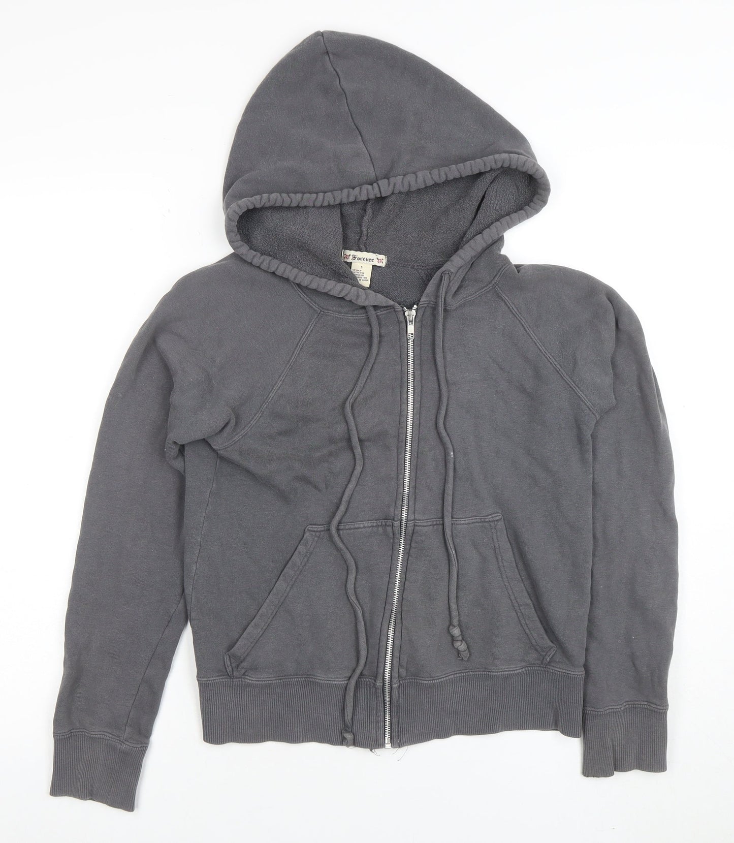 Womens UK Size S Forever Grey Full Zip Hoodie