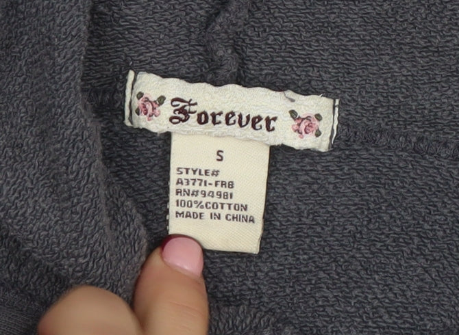 Womens UK Size S Forever Grey Full Zip Hoodie
