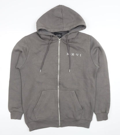 Mens UK Size S boohooMAN Grey Full Zip Hoodie