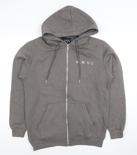 Mens UK Size S boohooMAN Grey Full Zip Hoodie