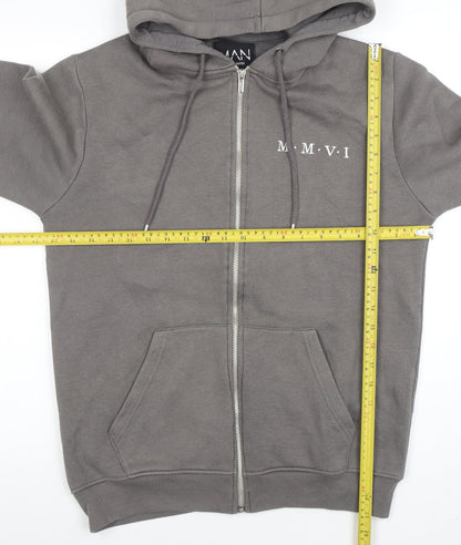 Mens UK Size S boohooMAN Grey Full Zip Hoodie