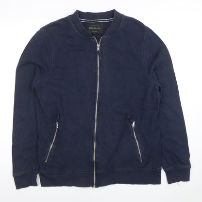 Mens UK Size M River Island Blue Full Zip Sweatshirt