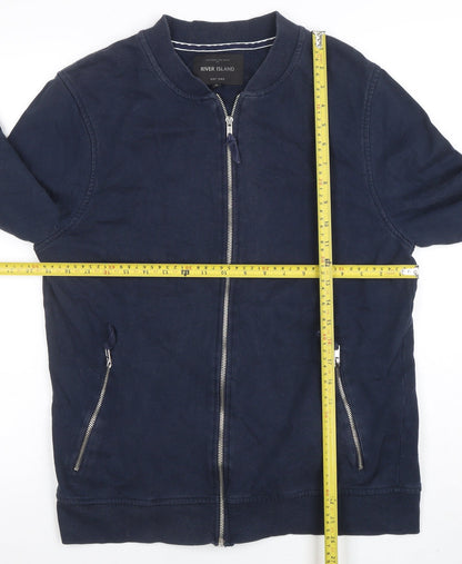 Mens UK Size M River Island Blue Full Zip Sweatshirt