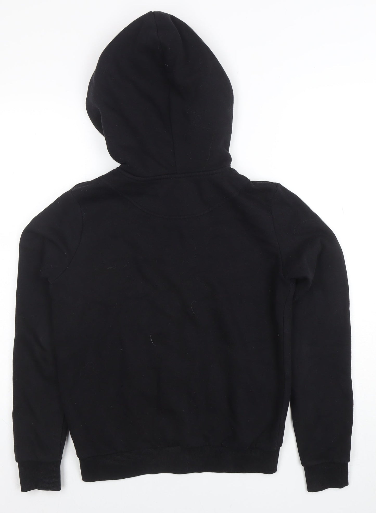 Womens UK Size XS Basic Black Full Zip Hoodie