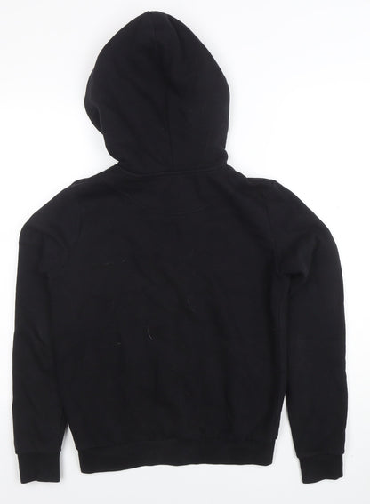 Womens UK Size XS Basic Black Full Zip Hoodie