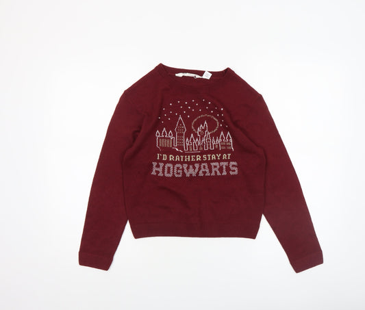 Girls UK Size 10-12 Years H&M Red Pullover Jumper
