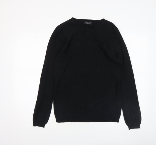 Zara Man Black Cotton Blend Men's S Crew Neck Knit Jumper