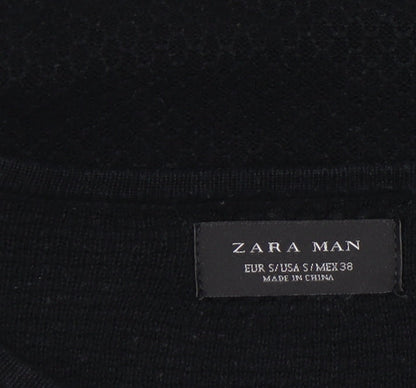 Zara Man Black Cotton Blend Men's S Crew Neck Knit Jumper