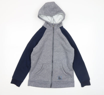 Dunnes Stores Boys Grey & Navy Full Zip Hoodie - Size 10-11 Years