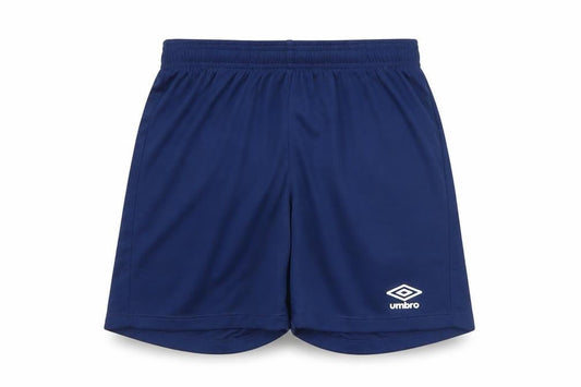 Front view of Umbro boys’ blue athletic football shorts, size 13, years quick dry sportswear
