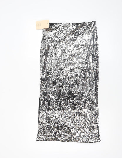 SHEIN Women’s Silver Sequin Pencil Skirt Size 10 Party Glam