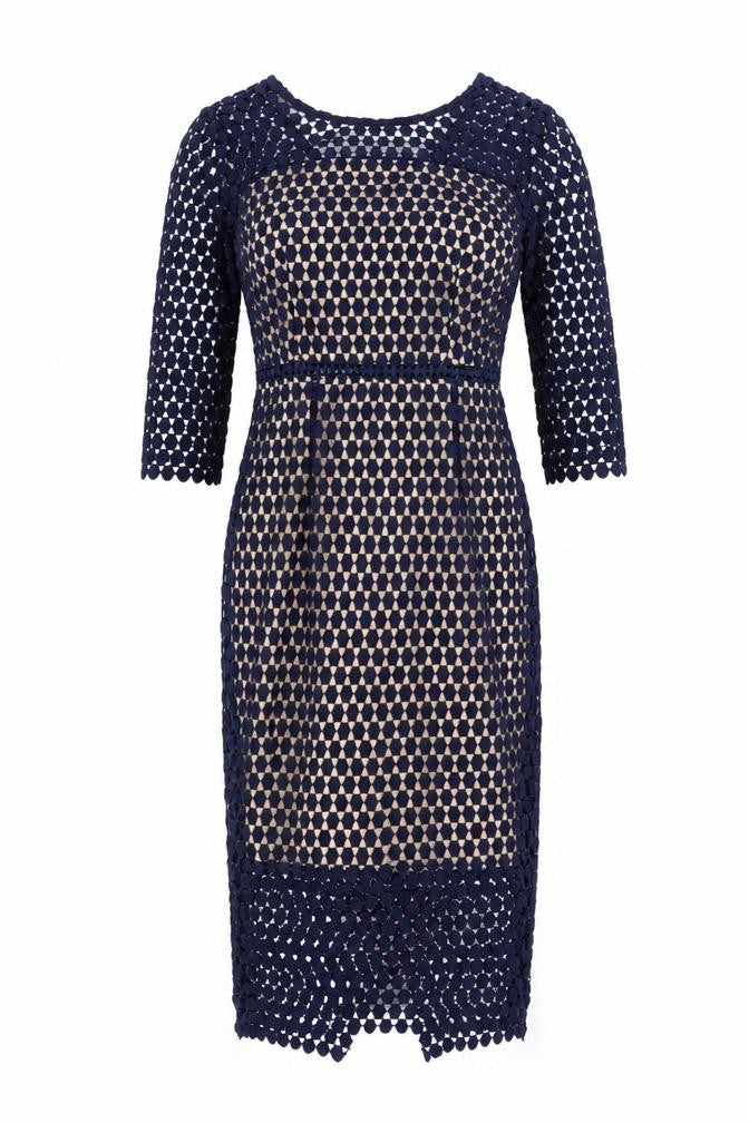 Marc Angelo Women's Blue Lace Sheath Dress Size 10